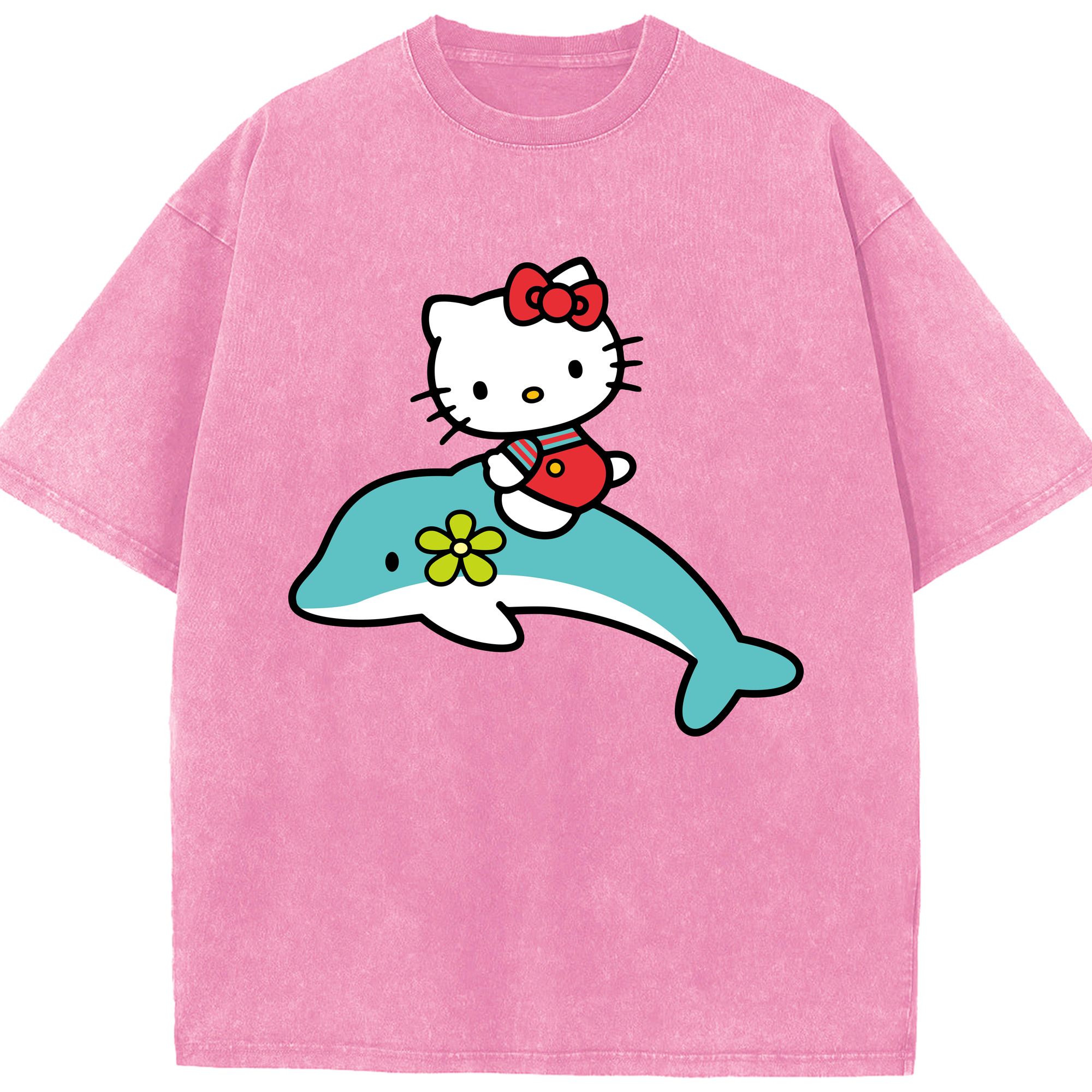 （画像用） Hello Kitty ハローキティ 綿100% ヴィンテージ風 半袖Tシャツ（フロントプリント）